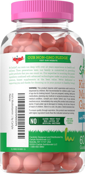 Carlyle Kids Multivitamin Gummies with Probiotics | 60 Chewables | Berry Flavor | Vegetarian Non-GMO Gluten Children's Supplement | by Lil' Sprouts | Packaging May Vary