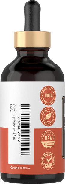 Carlyle Lugols Iodine 2 Percent | 4 fl oz (Pack of 1) | Potassium Iodide and Iodine Solution 2% Liquid Drops