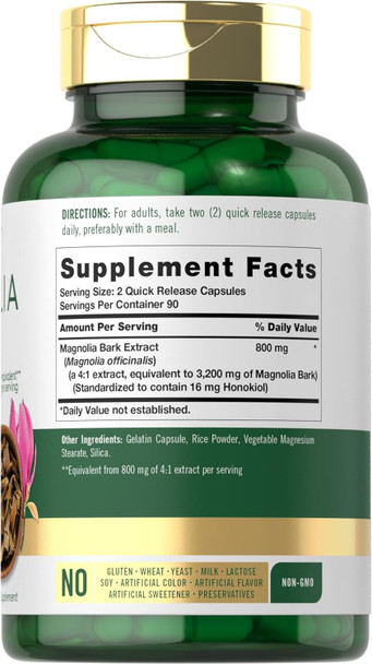 Carlyle Magnolia Bark 3200 mg | 180 Powder Capsules | Herbal Extract Supplement | Non-GMO Gluten