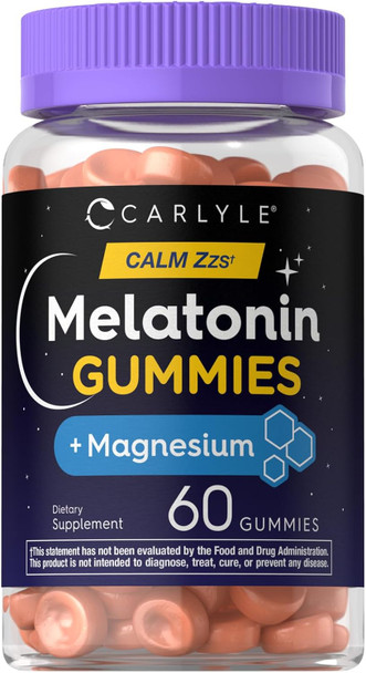 Carlyle Melatonin Gummies 10mg | with Magnesium Citrate | 60 Count | Vegan Formula | Non-GMO Gluten