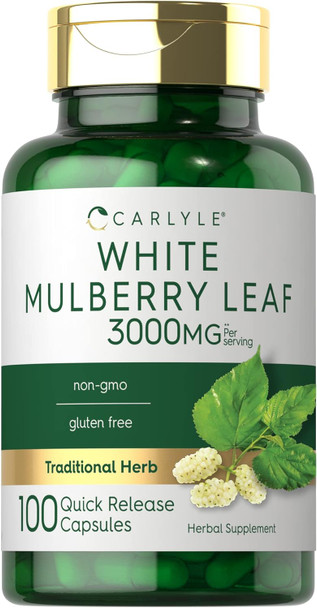 Carlyle Mulberry Leaf Extract | 3000mg | 100 Capsules | Non-GMO and Gluten Herbal Supplement