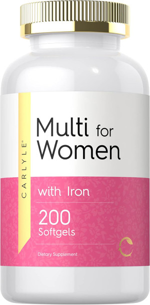 Carlyle Multivitamin for Women | 200 Softgels | with Iron | Nutritional Support Supplement | Non-GMO & Gluten