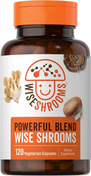 Carlyle Mushroom Complex Capsules | 1650mg | 120 Count | 8 in 1 Blend | Vegetarian Non-GMO Gluten Supplement | WiseShrooms