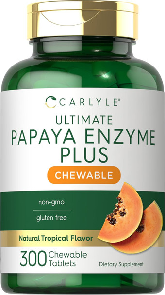 Carlyle Papaya Enzyme Chewable Tablets | Vegetarian Non-GMO Gluten Formula | Tropical Flavor