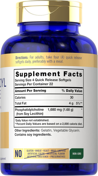 Carlyle Phosphatidyl Choline Supplement | 1680mg | 90 Quick Release Softgels | Non-GMO & Gluten