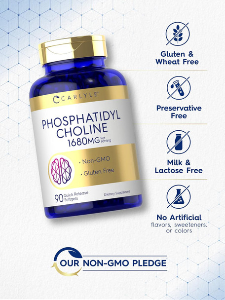 Carlyle Phosphatidyl Choline Supplement | 1680mg | 90 Quick Release Softgels | Non-GMO & Gluten