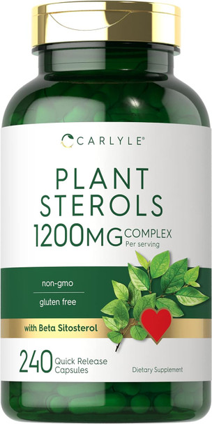 Carlyle Plant Sterols 1200 mg | 240 Ultra Potent Capsules | Non-GMO and Gluten Supplement | with Beta Sitosterol