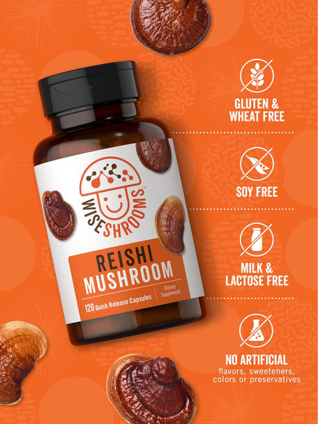 Carlyle Reishi Mushroom Capsules 5000 mg | 120 Count | Non-GMO and Gluten Extract Supplement | Wiseshroom