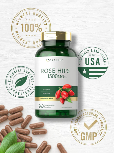 Carlyle Rose HIPS | 1500mg | 240 Quick Release Capsules | Non-GMO and Gluten Herbal Supplement