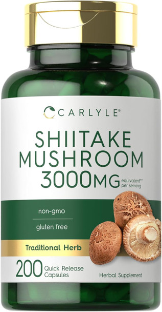 Carlyle Shiitake Mushroom Extract | 3000mg | 200 Capsules | Non-GMO Gluten