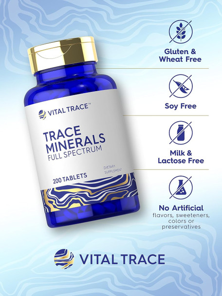 Carlyle Trace Minerals | 200 Tablets | Full Spectrum Supplement | Non-GMO & Gluten Complex | by Vital Trace