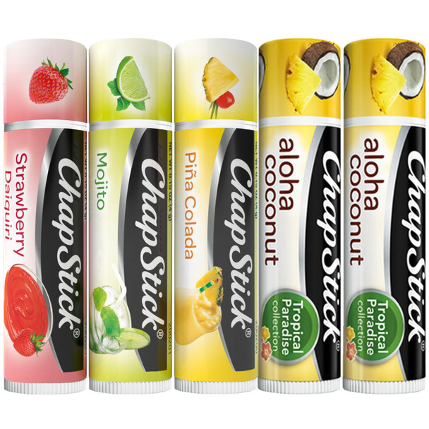 Chapstick Lip Care Bundle – Mocktail Collection + Aloha Coconut Lip Balm 0.15 Ea (5 Piece Set)