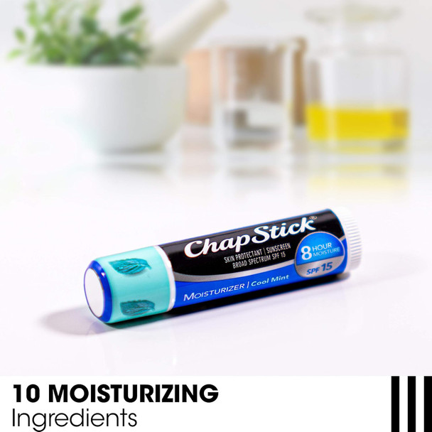 Chapstick Moisturizer Cool Mint Lip Balm Tubes - 0.15 Oz (Pack of 3)