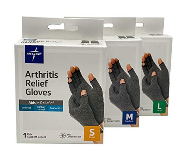 Curad Arthritis Relief Compression Gloves Large Gray 1 Pair