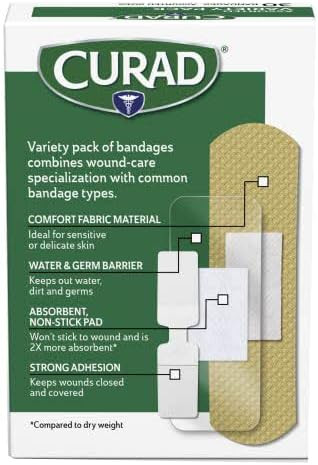 Curad Assorted Adhesive Bandages 4-Sided Seal Variety Pack Perfect for First Aid Kit 30 Count Pack of 6