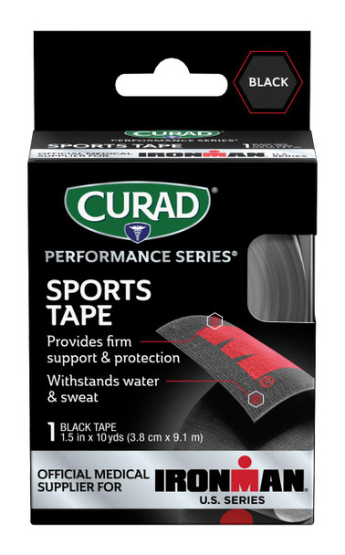 Curad CURIM5029H Performance Series Ironman Sports Tape Black with Red 1.5" x 10 Yards Size
