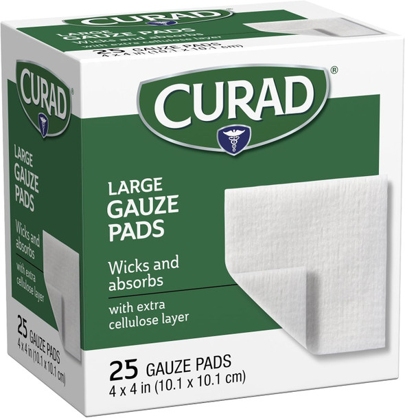 Curad Large Pro-Gauze Pads 4" x 4" 25 Count (Pack of 24)