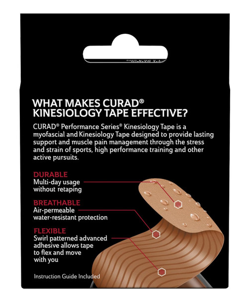Curad Performance Series IRONMAN Kinesiology Tape Pain Management Technology Sweat & Water-Resistant Athletic Tape Compression Support for Joints & Muscles Beige 2 x 10 inches 1 Roll (20 Strips)