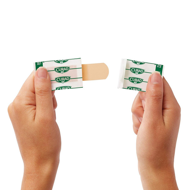 Curad Quick Strip Plastic Sterile Adhesive Bandages with Fast Application 1" x 3" Box of 100