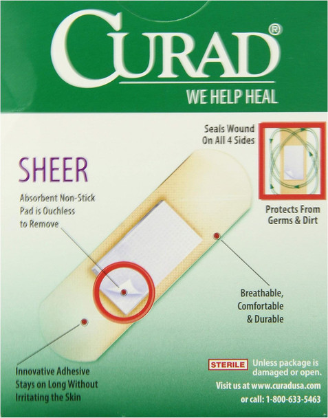 Curad Regular Size Adhesive Bandages Sheer 80-Count Boxes (Pack of 6)