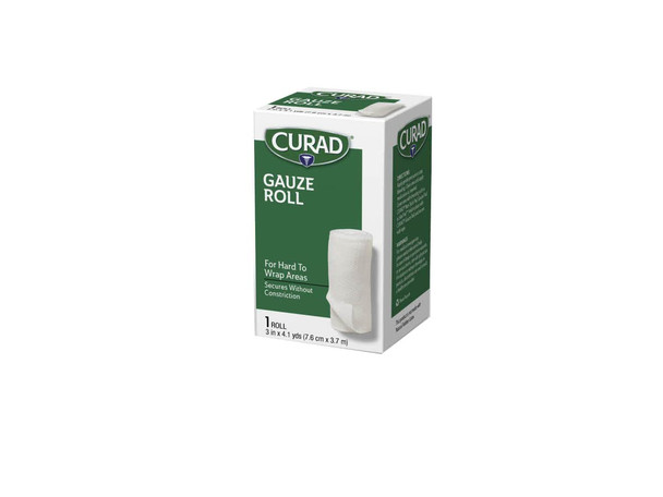 Curad Stretch Rolled Gauze 3" x 4.1 yds. Essential First Aid Supply Pack of 24