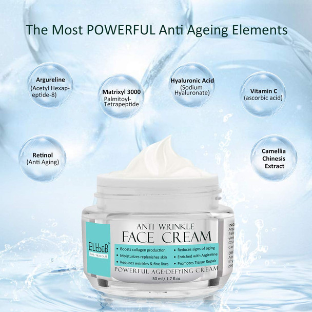 Elbbub Powerful AgeDefying Face Cream - Face Moisturizer For Dry Skin Anti Wrinkle Cream with Hexapeptide Retinol Ascorbic acid Anti Wrinkle Reduce Signs of Aging