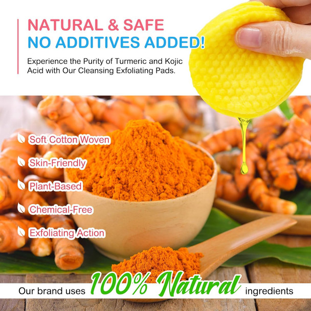 Elbbub Turmeric Cleansing Pads Kojic Acid Cleansing Pads - Gentle and Effective Daily Skincare for Face and Body