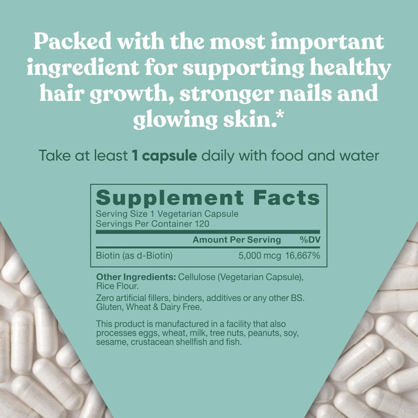 Eu Natural Biotin 5000 mcg Hair Skin Nails Supplement – High-Potency Hair Growth Vitamins for Women & Men – Provide Powerful Support for Healthy Hair Stronger Nails and Glowing Skin – 120 Vegan Soft Capsules Eu Natural Biotin 5000 mcg Hair Skin Nails Supplement – High-Potency Hair Growth Vitamins for Women & Men – Provide Powerful Support for Healthy Hair Stronger Nails and Glowing Skin – 120 Vegan Soft Capsules