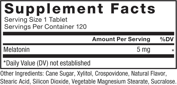 Force Factor Chewable Melatonin 5mg Drug- Supplement Vegan Non-GMO Cherry Flavor 120 Tablets