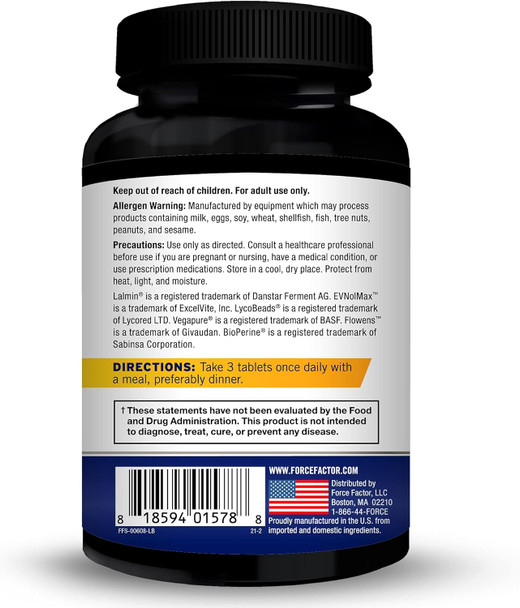 Force Factor Prostate Advanced Health Supplement for Men for Reducing Nighttime Bathroom Trips Bladder & Urinary Relief with Saw Palmetto Beta-Sitosterol 180 Tablets (1-Pack)