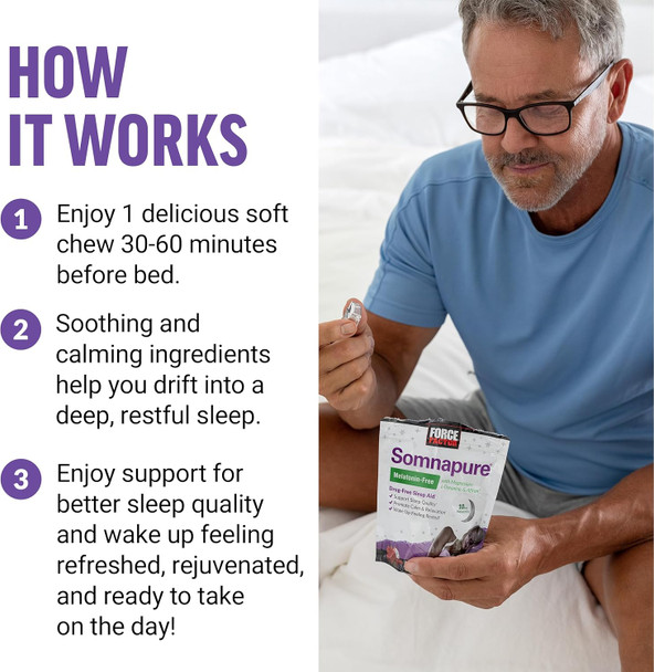 Force Factor Somnapure Melatonin- Soft Chews Sleep Aid to Improve Sleep Quality Sleep Aids for Adults with Affron Magnesium L-Theanine Chamomile Lemon Balm Dream Berry Flavor 30 Soft Chews