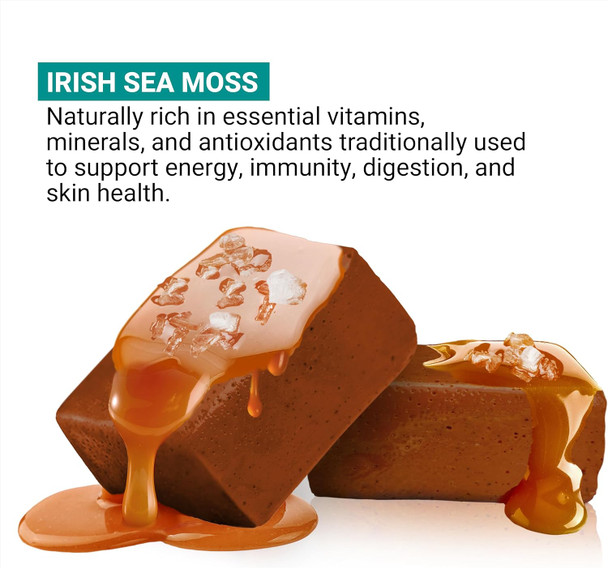 Force Factor Superior Sea Moss Premium Irish Sea Moss to Support Energy Immunity Gut Health & Skin Health Non-GMO Gluten Salted Caramel Flavor 60 Soft Chews