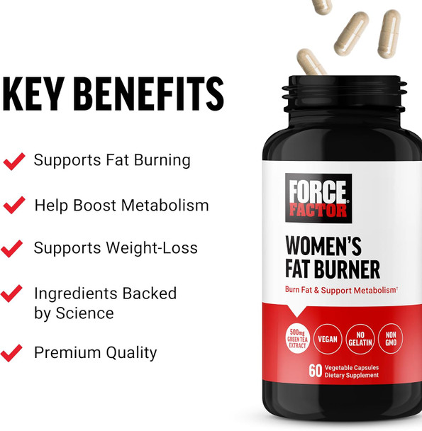 Force Factor Women’s Fat Burner Metabolism Booster and Weight-Loss Supplement Support Green Tea Fat Burner Weight-Loss Pills to Help with Energy Diet and Exercise Vegan Non-GMO 60 Capsules Force Factor Women’s Fat Burner Metabolism Booster and Weight-Loss Supplement Support Green Tea Fat Burner Weight-Loss Pills to Help with Energy Diet and Exercise Vegan Non-GMO 60 Capsules