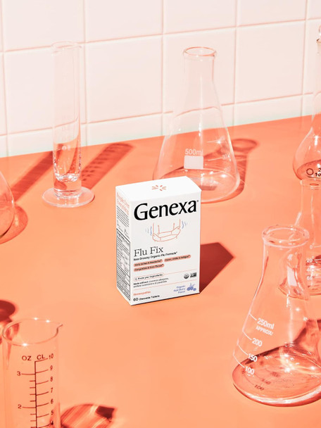 Genexa Flu Fix | Multi-Symptom Flu Remedy for Kids & Adults | Delicious Organic Acai Berry Flavor | Organic & Non-GMO | Homeopathic Remedy Made Clean | 60 Chewable Tablets Genexa Flu Fix | Multi-Symptom Flu Remedy for Kids & Adults | Delicious Organic Acai Berry Flavor | Organic & Non-GMO | Homeopathic Remedy Made Clean | 60 Chewable Tablets