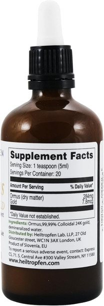 Heiltropfen Ormus with 24K Gold 3.4 Fl Oz - 100 ml | Concentrated Orme | Atomic Minerals | ®