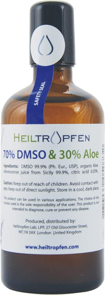Heiltropfen Roll On DMSO and Aloe Arborescense by Dr. Hartmut Fischer | Amber Glass Bottle with Roll On | 3.4 Fl Oz - 100 ml | High Purity