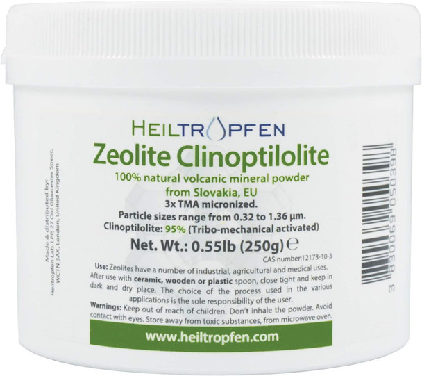 Heiltropfen Zeolite Powder | 0.55 Pound 250g | Ultra FINE Less-Than 2 µm | Clinoptilolite 94+-3% | 3X Activated | Natural Mineral Dust | ®