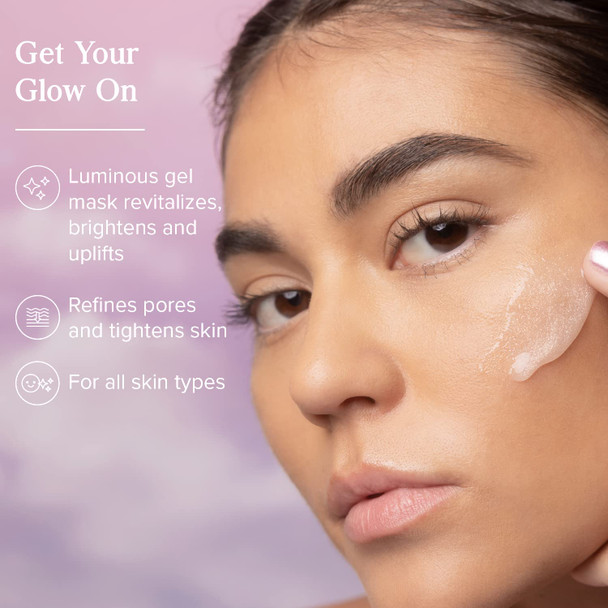 Heritage Store Aura Glow Facial Mask Brightening & Refining Treatment All Skin Types Exfoliating Gel Mask with AHA & Fruit Acids Hyaluronic Acid Sea Moss & Clear Quartz Vegan Paraben 2oz