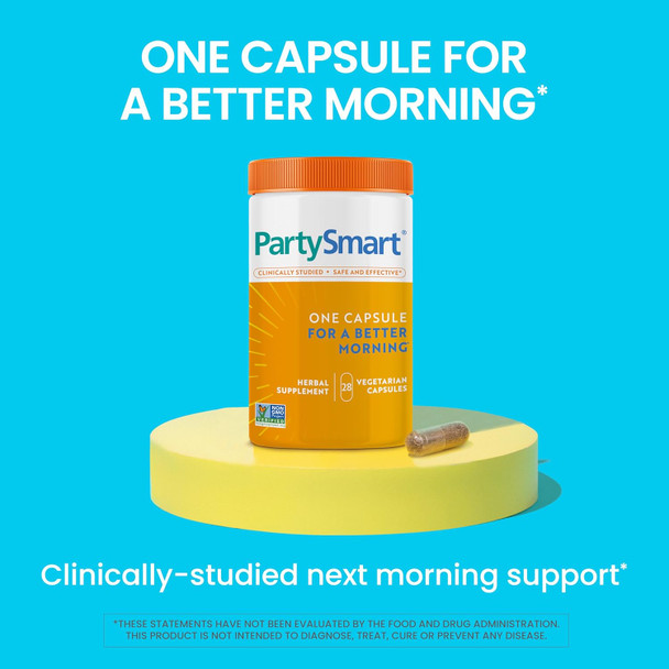 Himalaya PartySmart One Capsule for a Better Morning Plant-Based Liver Support for a Better Morning After Drinking Clinically Studied Non-GMO Project Verified 28 Capsule Larger Size