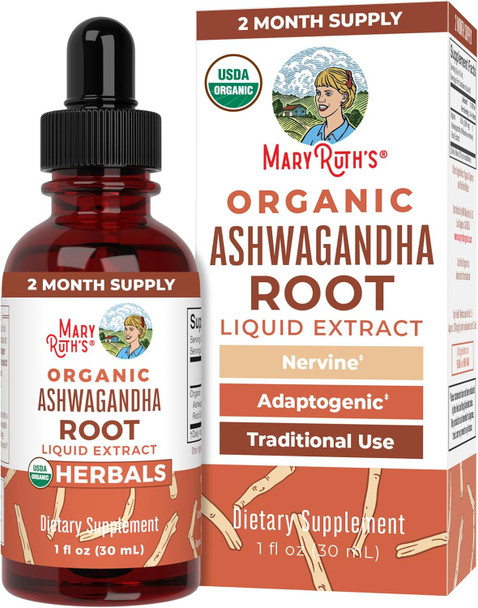 Maryruth Organics Ashwagandha Root | USDA Organic Ashwagandha Liquid Drops | Stress Relief Natural Calm Relaxation and Mood Support Supplement | Adaptogenic | Nervine | Vegan | Non-GMO | 60 Servings Maryruth Organics Ashwagandha Root | USDA Organic Ashwagandha Liquid Drops | Stress Relief Natural Calm Relaxation and Mood Support Supplement | Adaptogenic | Nervine | Vegan | Non-GMO | 60 Servings