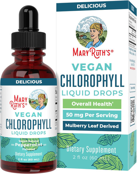 Maryruth Organics Chlorophyll Liquid Drops Clean Label Project ® Vegan Non-Diluted Liquid Chlorophyll| Mulberry Derived Supplement for Ages 14+ Non-GMO Delicious Minty Flavor 2 Fl Oz