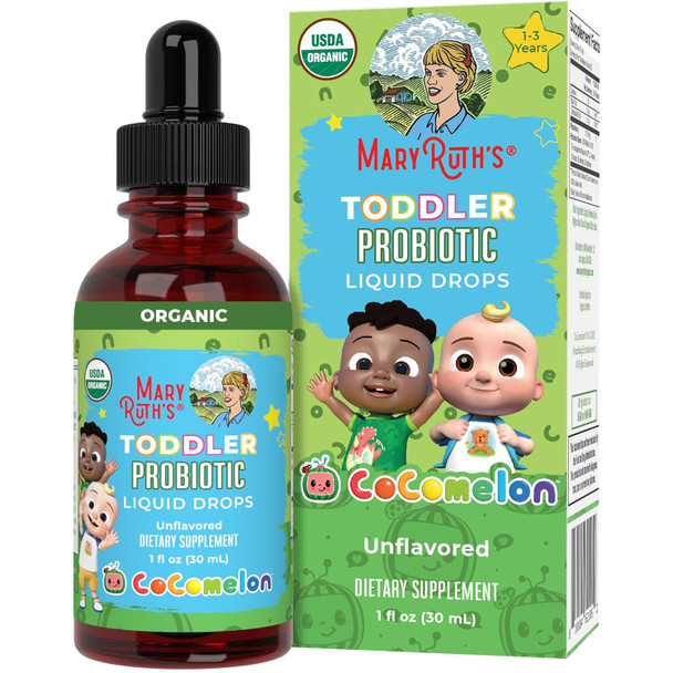 Maryruth Organics Cocomelon Toddler Probiotic Liquid Drops | Kids Probiotics for Ages 1-3 | Digestive Health | Immune Support Supplement | USDA Organic | Sugar | Vegan | Gluten | 1 Fl Oz