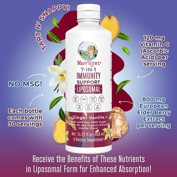 Maryruth Organics Elderberry Liquid with Vitamin C and Zinc for Adults & Kids | 7 in 1 Immune Support & Defense Liquid Vitamins | Vegan | Gluten | Non-GMO | 30 Servings
