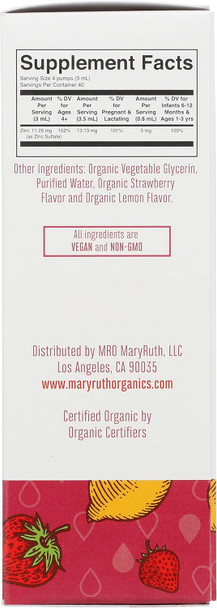 Maryruth Organics Ionic Zinc Strawberry Lemon Organic 4 Fl Oz