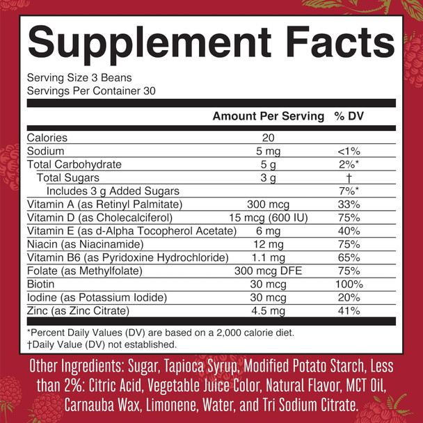 Maryruth Organics Multivitamin Multimineral Vita-Beans for Women & Men | Vegan Chewable Vitamins for Ages 14+ | Immune Support | Bone Health | Raspberry Flavor | 90 Count