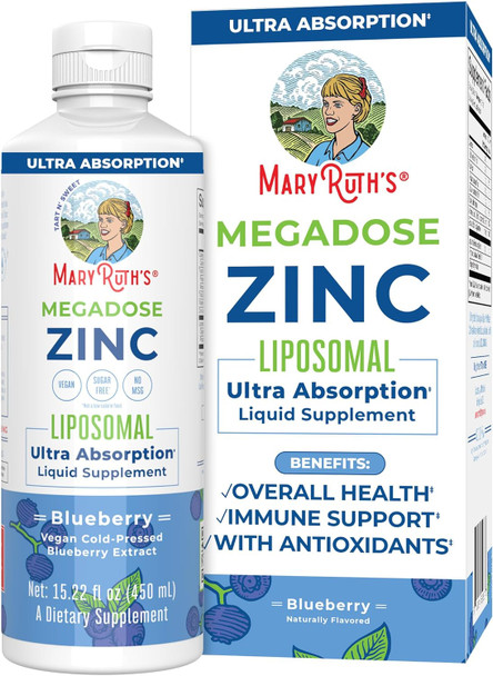 Maryruth Organics Nutritional Supplement | Liposomal Liquid Zinc Supplement with Vitamin E | Overall Health and Skin Care | Blueberry | Vegan Non-GMO Gluten No Sugar Added | 15.22 Fl Oz Maryruth Organics Nutritional Supplement | Liposomal Liquid Zinc Supplement with Vitamin E | Overall Health and Skin Care | Blueberry | Vegan Non-GMO Gluten No Sugar Added | 15.22 Fl Oz
