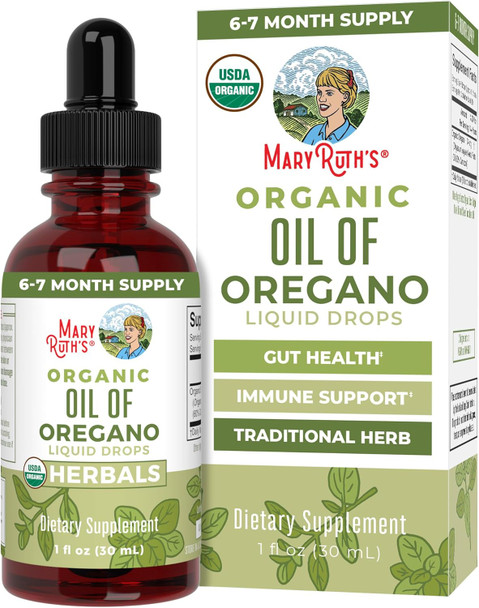 Maryruth Organics Oregano Oil Drops | 6 Month Supply | USDA Organic Oil of Oregano Liquid | Herbal Blend for Immune Support | Digestive Health | Overall Health | Vegan | Sugar | Non-GMO | 1 Fl Oz