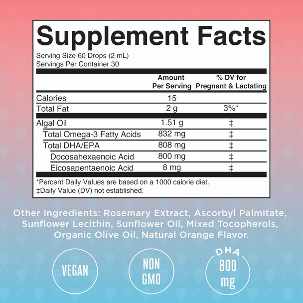 Maryruth Organics Prenatal & Postnatal Omega-3 Liquid Drops by 800mg DHA & 8mg of EPA Per Serving | Overall Wellness for Mom & Baby | 2oz