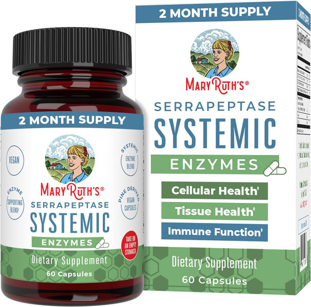 Maryruth Organics Serrapeptase Enzymes Capsules | Up to 2 Month Supply | Enzyme Supplement for High Potency Sinus Relief Pills for Allergy Support | Tissue Health and Cellular Health | Vegan | Gluten | 60 Count