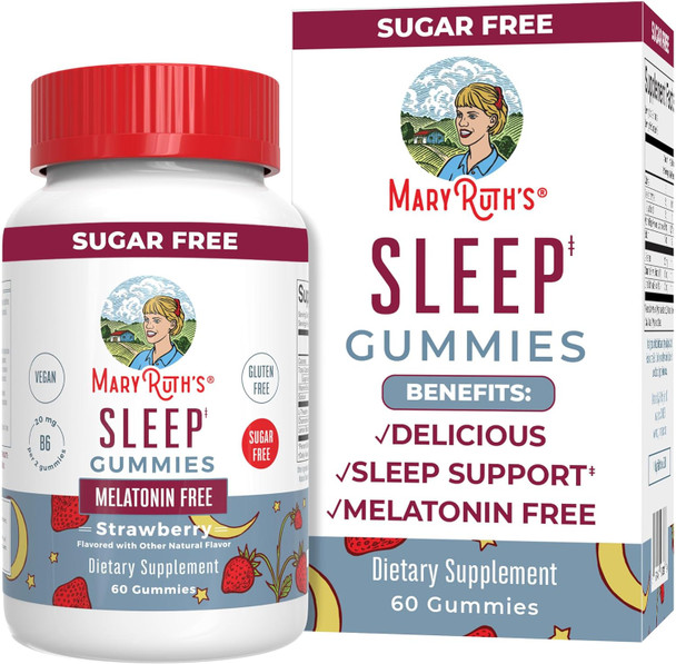 Maryruth Organics Sleep Gummies | Sugar | NO Melatonin | L Theanine Lemon Balm Chamomile Vitamin B6 | Relaxation & Sleep Support for Adult | Vegan | Non-GMO | Gluten | 60 Count